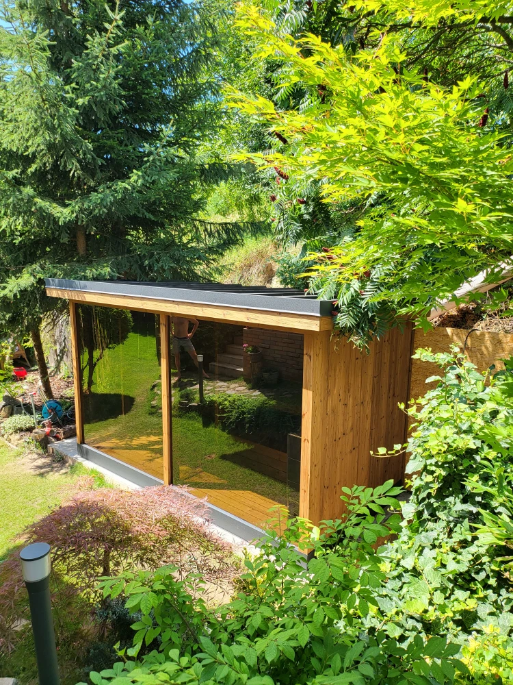 Outdoor house with a sauna and chill-out area