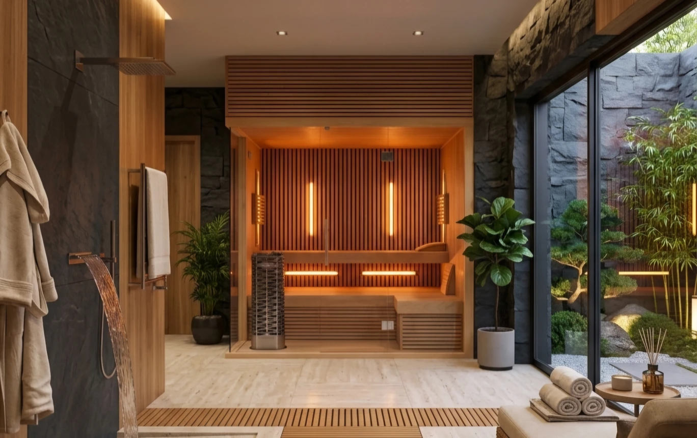 Kombinovaná sauna s lamelovaním